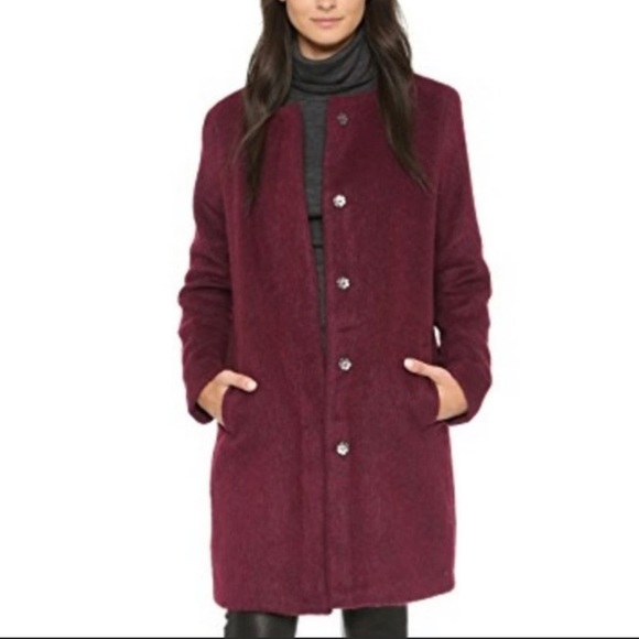 BB Dakota Regan Burgundy Wool Blend Coat Sz XS - Picture 3 of 11